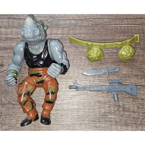 Vintage 1988 Mirage Studio Playmates Tnmt Rock Steady With Accessories